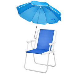 HAOYYE Folding Beach Chair with Umbrella for Adults, Lightweight Portable Outdoor Camping Chair with Cup Holder and Carry Bag, 265lbs Capacity for Travel, Picnic, Patio, Poolside, Hiking, Fishing, Backyard, Concert, Blue