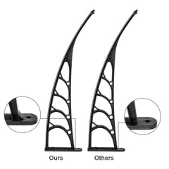 HAOYYE Door and Window Rain Cover Awning 200 x 100 Transparent Polycarbonate Canopy with Black Brackets Outdoor Eaves Shelter for Porch Balcony Entryway Weather Protection Durable Decorative Design