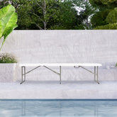 HAOYYE 6FT Outdoor Foldable Bench with Sturdy Metal Frame and Comfortable Seating Surface, Weather Resistant Patio Garden Bench for Courtyard Balcony Porch Lawn and Public Spaces, Easy to Store and Move