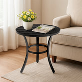 HAOYYE Outdoor Round Side Table Small Metal Patio End Table Coffee Bistro Table Versatile Black Finish Durable Weather-Resistant Design Perfect for Indoor and Outdoor Use Balcony Living Room Patio
