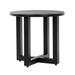 HAOYYE Outdoor Metal Round Side Table Weather Resistant Patio End Table with Stylish Black Finish Small Coffee Bistro Table for Balcony Porch Living Room Garden Backyard Indoor Outdoor Use Modern Minimalist Design