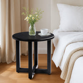 HAOYYE Outdoor Metal Round Side Table Weather Resistant Patio End Table with Stylish Black Finish Small Coffee Bistro Table for Balcony Porch Living Room Garden Backyard Indoor Outdoor Use Modern Minimalist Design