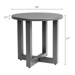 HAOYYE Outdoor Metal Round Table Weather Resistant Patio End Table Side Table Coffee Bistro Table Versatile Grey Finish for Indoor and Outdoor Use Durable Modern Design for Balcony Living Room Garden