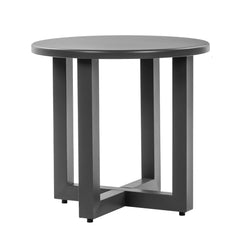 HAOYYE Outdoor Metal Round Table Weather Resistant Patio End Table Side Table Coffee Bistro Table Versatile Grey Finish for Indoor and Outdoor Use Durable Modern Design for Balcony Living Room Garden