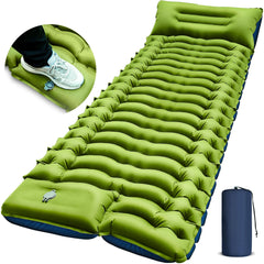 HAOYYE Single Air Mattress with Built-in Pillow and Foot Pump Inflatable Lightweight Sleeping Pad for Backpacking Hiking Camping Traveling Tent Compact Portable Bed with Amazon Shipping