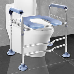 HAOYYE Raised Toilet Stool With Handle, Adjustable Height For Comfort And Safety, Supports Up To 400 LBS, Equipped With Bottom Suction Cups For Stability, Smooth And Firm Design, Ideal For Elderly, Pregnant, And Disabled Users, Fits Many Toilet