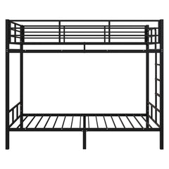 HAOYYE Black Twin Bunk Bed with Square Tube Metal Frame, High Safety Guardrail and Side Ladder, Sturdy Space-Saving Design with Open Access for Dorm or Guest Room Sleeping Arrangement