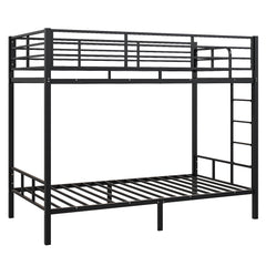 HAOYYE Black Twin Bunk Bed with Square Tube Metal Frame, High Safety Guardrail and Side Ladder, Sturdy Space-Saving Design with Open Access for Dorm or Guest Room Sleeping Arrangement