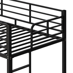 HAOYYE Black Twin Bunk Bed with Square Tube Metal Frame, High Safety Guardrail and Side Ladder, Sturdy Space-Saving Design with Open Access for Dorm or Guest Room Sleeping Arrangement