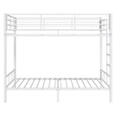 HAOYYE White Twin Bunk Bed with Square Tube Frame, High Safety Guardrail and Side Ladder, Sturdy Metal Design with Open Access for Space-Saving and Secure Sleeping in Dorm or Guest Room