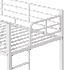 HAOYYE White Twin Bunk Bed with Square Tube Frame, High Safety Guardrail and Side Ladder, Sturdy Metal Design with Open Access for Space-Saving and Secure Sleeping in Dorm or Guest Room