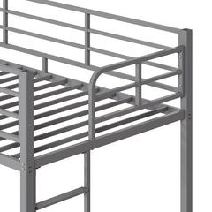 HAOYYE Grey Twin Bunk Bed with Square Tube Metal Frame, High Safety Guardrail and Side Ladder, Sturdy Space-Saving Design with Open Access for Dorm or Guest Room Sleeping Arrangement
