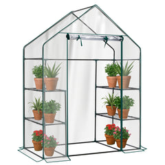 HAOYYE Mini Walk-In Greenhouse with Durable Waterproof PE Cover and Four Adjustable Shelves, Portable Indoor and Outdoor Plant Growing Greenhouse for Garden Backyard Patio Balcony, Transparent