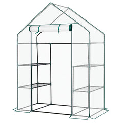 HAOYYE Mini Walk-In Greenhouse with Durable Waterproof PE Cover and Four Adjustable Shelves, Portable Indoor and Outdoor Plant Growing Greenhouse for Garden Backyard Patio Balcony, White