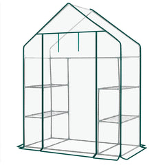 HAOYYE Mini Walk-In Greenhouse with Durable Waterproof PE Cover and Four Adjustable Shelves, Portable Indoor and Outdoor Plant Growing Greenhouse for Garden Backyard Patio Balcony, White