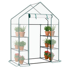 HAOYYE Mini Walk-In Greenhouse with Durable Waterproof PE Cover and Four Adjustable Shelves, Portable Indoor and Outdoor Plant Growing Greenhouse for Garden Backyard Patio Balcony, White