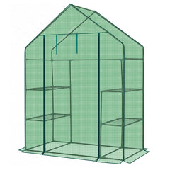 HAOYYE Mini Walk-In Greenhouse with Durable Waterproof PE Cover and Four Spacious Shelves, Portable Indoor and Outdoor Plant Growing Greenhouse for Garden Backyard Patio Balcony, Green