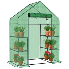 HAOYYE Mini Walk-In Greenhouse with Durable Waterproof PE Cover and Four Spacious Shelves, Portable Indoor and Outdoor Plant Growing Greenhouse for Garden Backyard Patio Balcony, Green