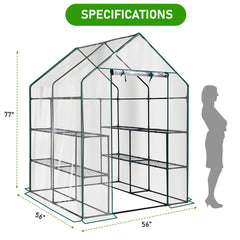 HAOYYE Transparent Mini Walk-in Greenhouse with PVC Cover 8-Shelf Portable Indoor Outdoor Plant Stand Gardening Greenhouse for Backyard Balcony Patio Garden Use