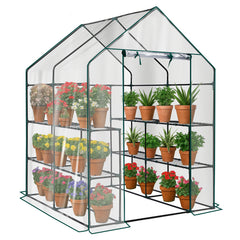 HAOYYE Transparent Mini Walk-in Greenhouse with PVC Cover 8-Shelf Portable Indoor Outdoor Plant Stand Gardening Greenhouse for Backyard Balcony Patio Garden Use