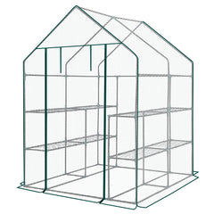 HAOYYE Mini Walk-in Greenhouse with PE Cover 8-Shelf Portable Plant Stand for Indoor Outdoor Gardening Weatherproof White Greenhouse for Backyard Balcony Patio or Deck
