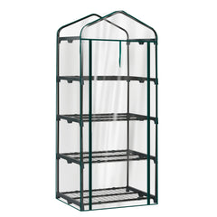 HAOYYE 4 Tier Mini Greenhouse with Transparent PVC Cover and Roll-Up Zipper Door, Portable Waterproof Plant Shelter for Indoor Outdoor Gardening, Patio Balcony or Backyard Use