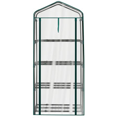 HAOYYE 4 Tier Mini Greenhouse with Transparent PVC Cover and Roll-Up Zipper Door, Portable Waterproof Plant Shelter for Indoor Outdoor Gardening, Patio Balcony or Backyard Use
