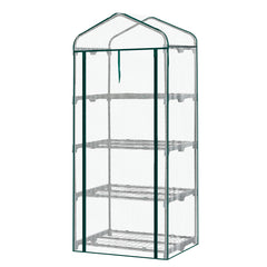 HAOYYE Portable 4 Tier Mini Greenhouse with Waterproof PE Cover and Roll-Up Zipper Door, White Outdoor Plant Stand for Garden Balcony Patio Backyard Indoor Growing and Seed Starting