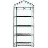 HAOYYE Portable 4 Tier Mini Greenhouse with Waterproof PE Cover and Roll-Up Zipper Door, White Outdoor Plant Stand for Garden Balcony Patio Backyard Indoor Growing and Seed Starting