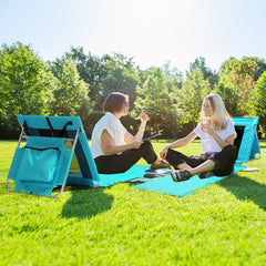 HAOYYE Foldable Beach Lounger Lightweight Lounge Chair with Breathable Mesh Back and Built-in Cooler Pocket Comfortable Portable Design for Outdoor Sunbathing Relaxing in Mint Green