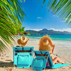 HAOYYE Foldable Beach Lounger Lightweight Lounge Chair with Breathable Mesh Back and Built-in Cooler Pocket Comfortable Portable Design for Outdoor Sunbathing Relaxing in Mint Green