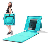 HAOYYE Foldable Beach Lounger Lightweight Lounge Chair with Breathable Mesh Back and Built-in Cooler Pocket Comfortable Portable Design for Outdoor Sunbathing Relaxing in Mint Green
