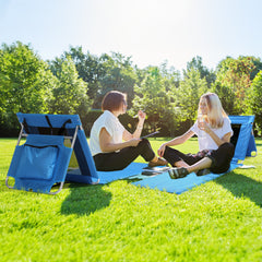 HAOYYE Foldable Beach Lounger Lightweight Lounge Chair with Breathable Mesh Back and Cooler Pocket Comfortable Portable Design for Sunbathing Outdoor Relaxing and Travel Blue