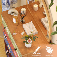 HAOYYE 5-Layer 6-Drawer Dresser with Printed Pattern, Spacious Storage Chest in Rich Brown Finish, Sturdy and Stylish Bedroom Organizer with Smooth-Glide Drawers for Efficient Space Management