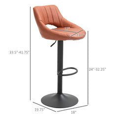 HAOYYE Height Adjustable Bar Stool with Backrest and Footrest, Swivel Counter Height Chair with Sturdy Metal Base, Modern PU Leather Barstool for Kitchen Island, Dining Room, or Home Bar