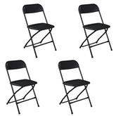 HAOYYE Set of 4 Classic Garden Plastic Folding Chairs, Injection Molded Durable Lightweight Portable Chairs with Powder-Coated Metal Frame, High Capacity 350 lbs, Perfect for Indoor and Outdoor Events, Black