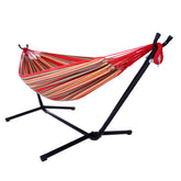 HAOYYE Portable Outdoor Hammock Set with Durable Polyester Fabric and Heavy Duty Steel Stand Ideal for Camping Travel Patio Garden Indoor and Outdoor Use Red