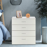 HAOYYE Modern Simple 4-Drawer Dresser White Bedroom Chest with Spacious Storage Drawers for Living Room and Home Office, Stylish and Durable Organizer Cabinet with Sleek Design for Indoor Use