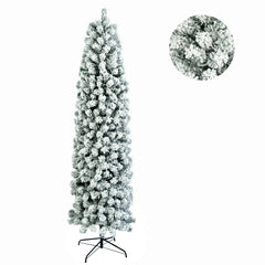 HAOYYE Green Pencil Flocking Christmas Tree with 641 Branches, Durable PVC Material, Sturdy Metal Base, Easy 3-Step Assembly, Full and Realistic Pine Appearance for Home Office Store Party Holiday Decoration