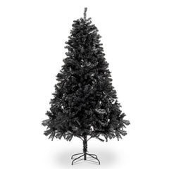HAOYYE Black Artificial Christmas Tree with 1500 Branch Tips, Durable PVC Branches and Stable Iron Base, Full Lush Holiday Decoration for Home Office Party, Easy Assembly and Elegant Festive Style