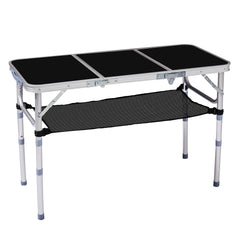 HAOYYE Black with 3 Adjustable Heights Outdoor Folding Camping Table, Portable Aluminum Foldable Patio Side Table, Lightweight and Durable Design with Carry Handle for Hiking, Picnic, BBQ, Beach, Indoor or Outdoor Use