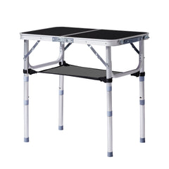 HAOYYE Black with 3 Adjustable Height Outdoor Folding Camping Table, Portable Aluminum Foldable Patio Side Table, Lightweight and Durable Design with Carry Handle for Hiking, Picnic, BBQ, Beach, Indoor or Outdoor Use