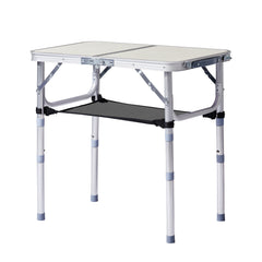 HAOYYE White with 3 Adjustable Heights Outdoor Folding Camping Table, Portable Aluminum Foldable Patio Side Table, Lightweight and Durable Design with Carry Handle for Hiking, Picnic, BBQ, Beach, Indoor or Outdoor Use