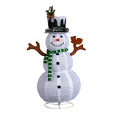 HAOYYE 4FT Lighted Snowman and Squirrel Christmas Yard Decoration, Pre-Lit Pull-Up Snowman with 120 White LED Lights, Festive Holiday Display for Outdoor Lawn, Garden, Front Yard, Porch, or Indoor Xmas Decor