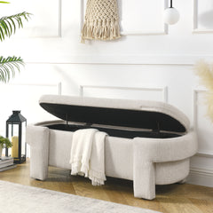 HAOYYE Linen Fabric Upholstered Bench with Large Storage Space for the Living Room, Entryway and Bedroom,Beige, Sturdy Space-Saving Heavy Duty Modern Design Easy Assembly Durable