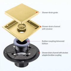 HAOYYE 6 Inch Square Shower Floor Drain Sturdy Space-Saving Heavy Duty Modern Design Adults Dorm Room Easy Assembly Bedroom Furniture