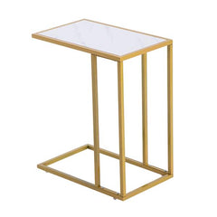 HAOYYE Marble Simple C-Side Table With Sleek Modern Design, Durable White Finish, Perfect For Living Room, Bedroom, Office, Or Small Spaces, Stylish And Functional Accent Table