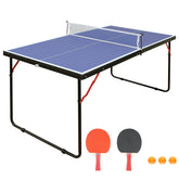 HAOYYE Foldable Table Tennis Table Portable Ping Pong Table Set with Net and Paddles for Indoor Outdoor Use Compact Game Table for Home Office Recreation Easy Storage