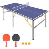 HAOYYE Foldable Mid Size Table Tennis Table Portable Ping Pong Table Set with Net Paddles and Balls for Indoor and Outdoor Use Compact Game Table for Home Office or Recreation Room