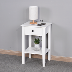 HAOYYE White Bathroom Floor-Standing Storage Table with Drawer, Sturdy Space-Saving, Heavy Duty Modern Design, Easy Assembly, Durable, Stylish and Versatile Home Furniture